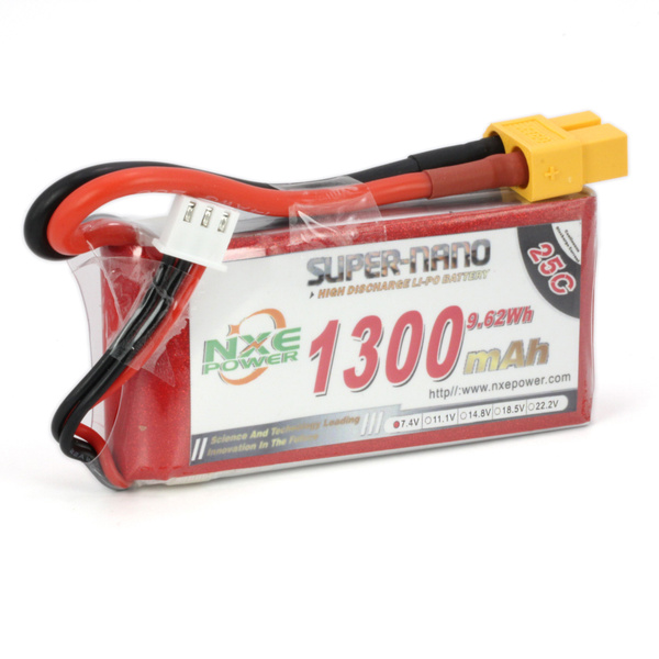 Аккумулятор LiPo 2S 1300mAh 25C (NXE) 7.4В мягкий корпус, разъём XT60 ...
