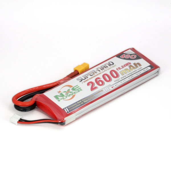 Аккумулятор LiPo 2S 2600mAh 40C (NXE) 7.4В мягкий корпус, разъём XT60 ...
