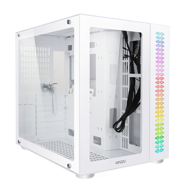 Корпус для ПК белый, RGB, ATX, mATX, Mini-ITX Ginzzu V560, закалённое ...