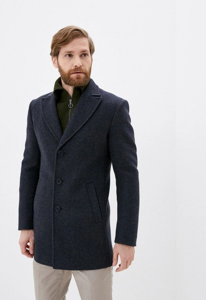 Пальто Caravan Wool, Демисезон, размер 50, цвет темно-синий, Шерсть ...