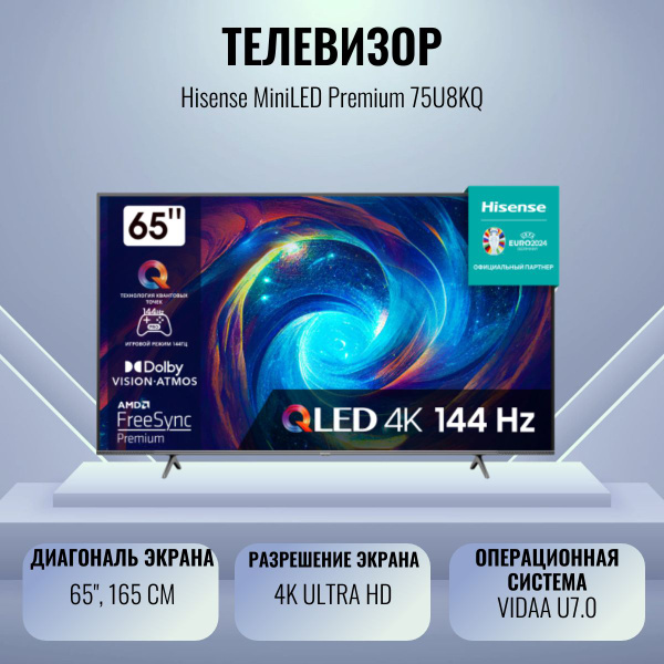 Характеристики Hisense Телевизор 65E7KQ PRO 65" 4K HDR, темно-серый ...
