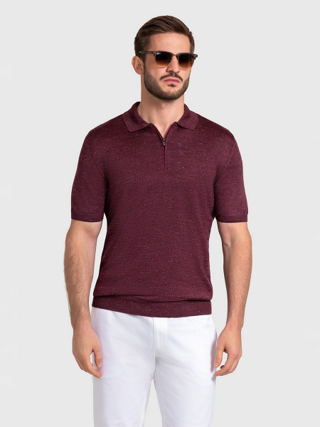 Поло TROY Collezione, размер 48, цвет бордовый, 87% лен; 3% вискоза; 10 ...