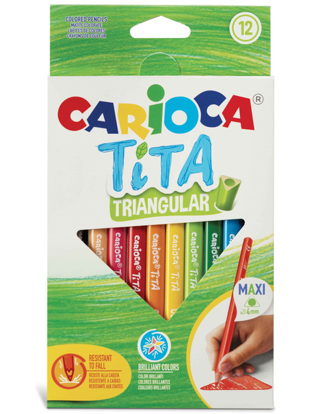 Цветные карандаши утолщенные пластиковые трехгранные "Carioca" "Tita ...