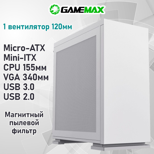 Корпус для ПК GameMax M60 White (Белый, Midi-Tower, Micro-ATX, Mini-ITX ...