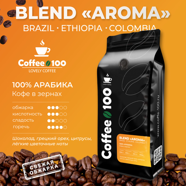 Кофе в зернах Арабика 100% Coffee100 Смесь Арабик. Колумбия, Эфиопия ...