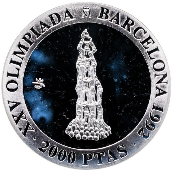 Монета Испания 2000 песет pesetas 1990 XXV Летние Олимпийские игры ...