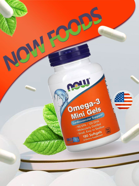 now Омега-3 Мини капсулы Omega-3 Mini 180 софгель купить на OZON по ...