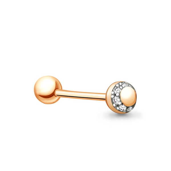 Золотой пирсинг в язык DIAMANT-ONLINE с фианитом 585 пробы - купить с ...