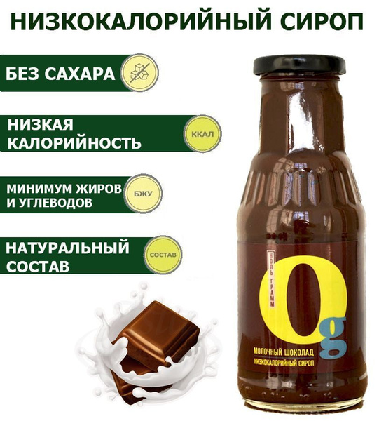 Сироп без сахара Молочный шоколад низкокалорийный zero с пребиотиком ...