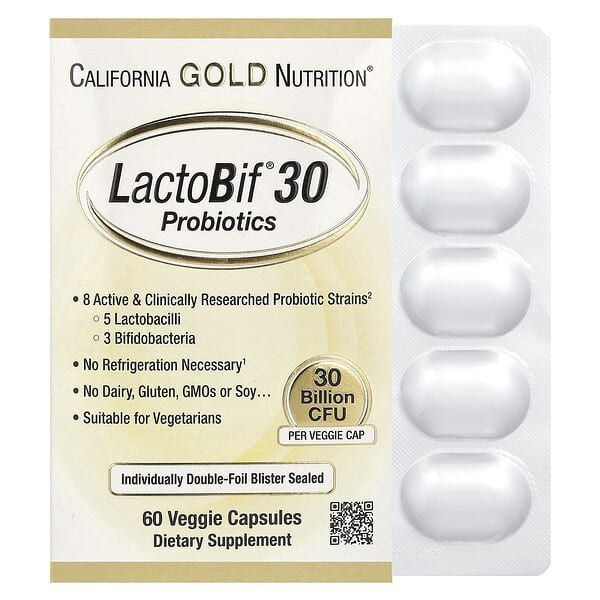 California Gold Nutrition, LactoBif 30, пробиотики, 30 млрд КОЕ, 60 ...