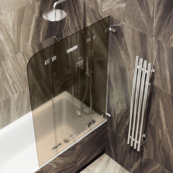 Шторка для ванной стеклянная 140/98 см MaybahGlass, 6 мм, складная (4С ...