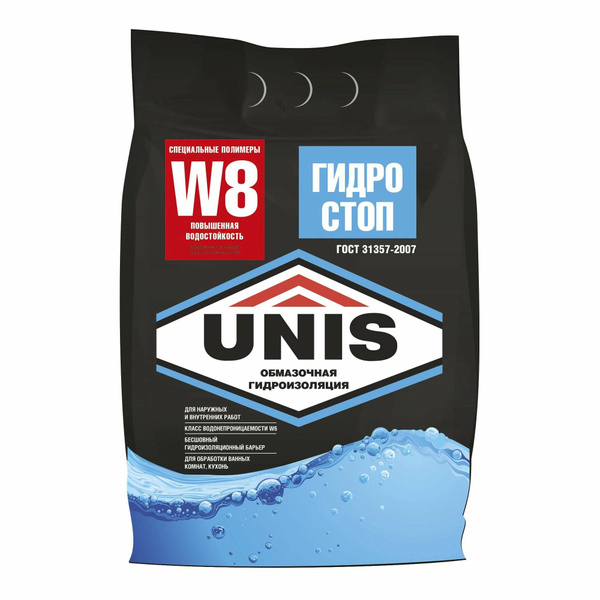 UNIS ГИДРОСТОП гидроизоляция обмазочная 5 кг - купить с доставкой по ...