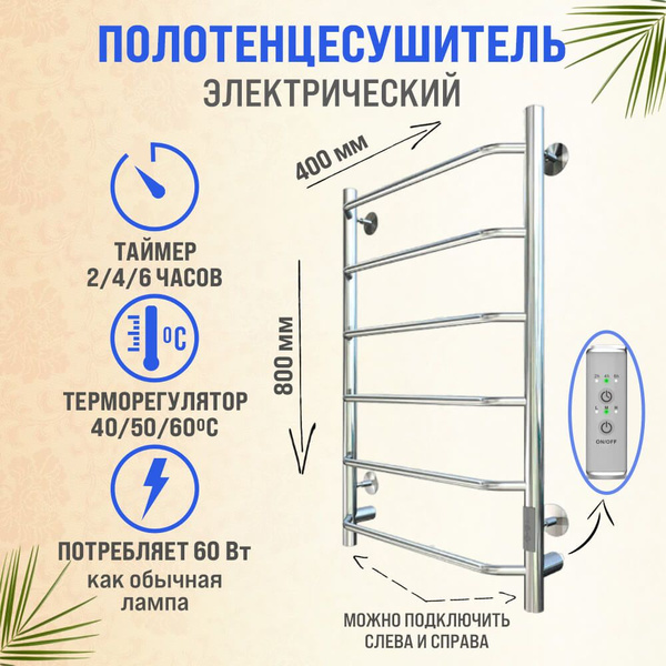 Полотенцесушитель электрический 400х800 с терморегулятором Тругор Пэк ...