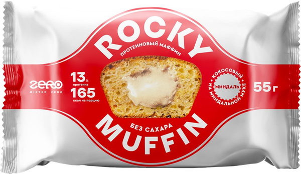 Маффин протеиновый MR.DJEMIUS ZERO Rocky Muffin Кокосовый с миндальной ...