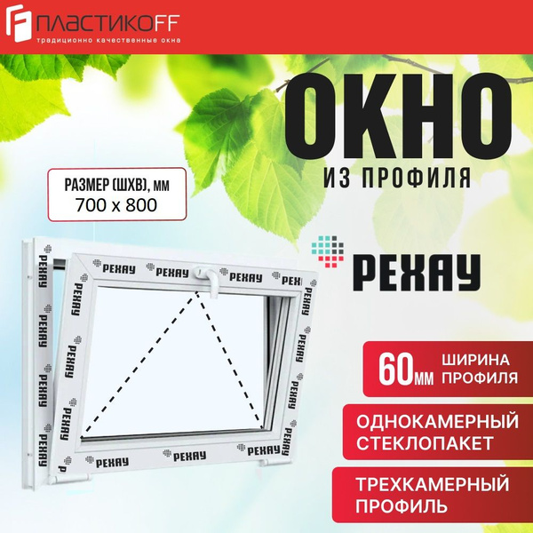 Окно ПВХ Фрамуга из профильной системы РЕХАУ 700х700 (ВхШ) 3х камерный ...