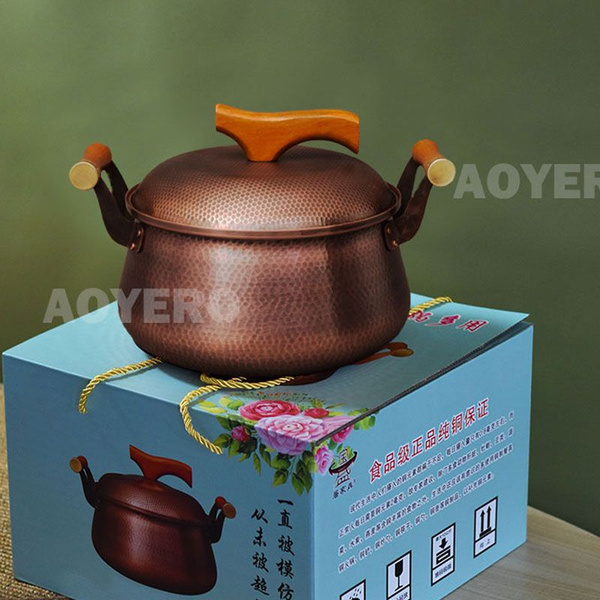 AOYERO Таз для варки варенья медный горшок с крышкой., Бронза, 6,9 л ...