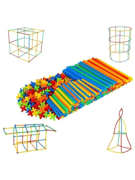 Трехмерный конструктор из трубок соломка Straws Block строительство из ...