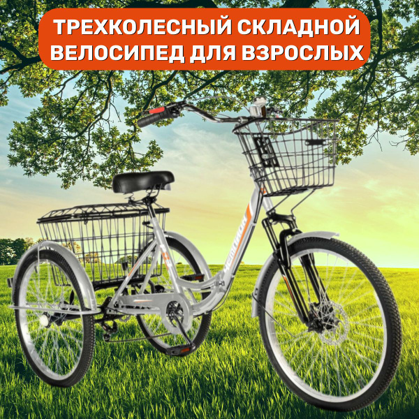 Трехколесный велосипед взрослый серебро СКЛАДНОЙ РВЗ Чемпион 24 ...
