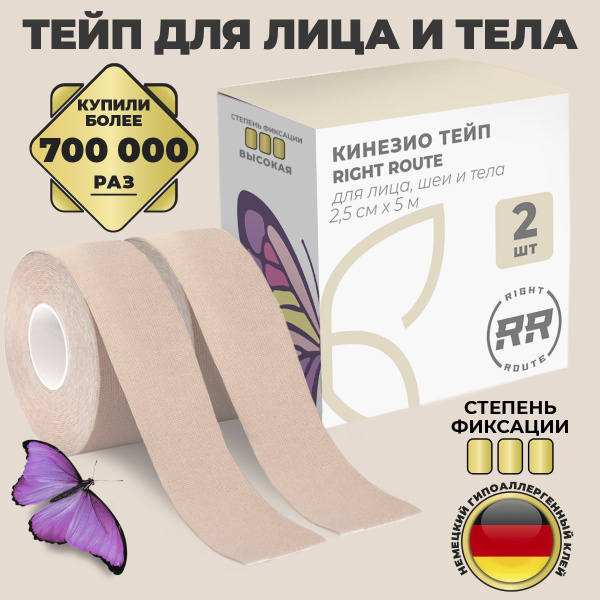 Тейпы для лица и тела RIGHT ROUTE от морщин и отеков, кинезио тейп ...