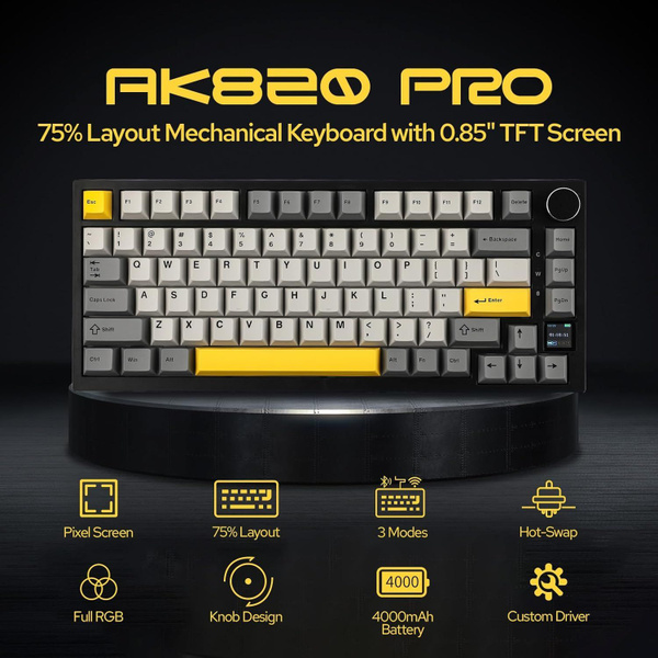 Ajazz Игровая клавиатура AK820, Русская раскладка, черный, серый купить ...