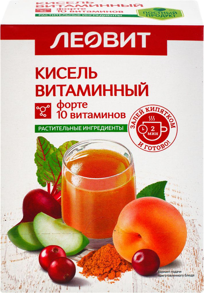 Характеристики Кисель ЛЕОВИТ Витаминный форте, 10 витаминов, в ...