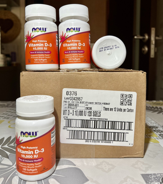 NOW Витамин Д3 10 000 МЕ / NOW Vitamin D-3 10,000 IU 120 мягких капсул ...