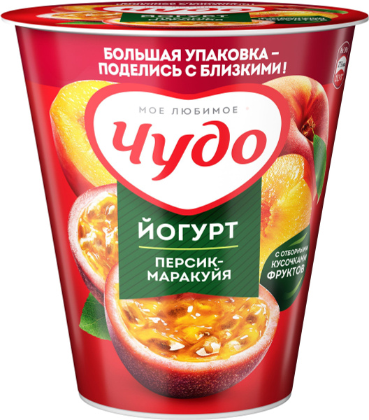 Йогурт ЧУДО Персик, маракуя 2%, без змж, 290г купить на OZON по низкой ...