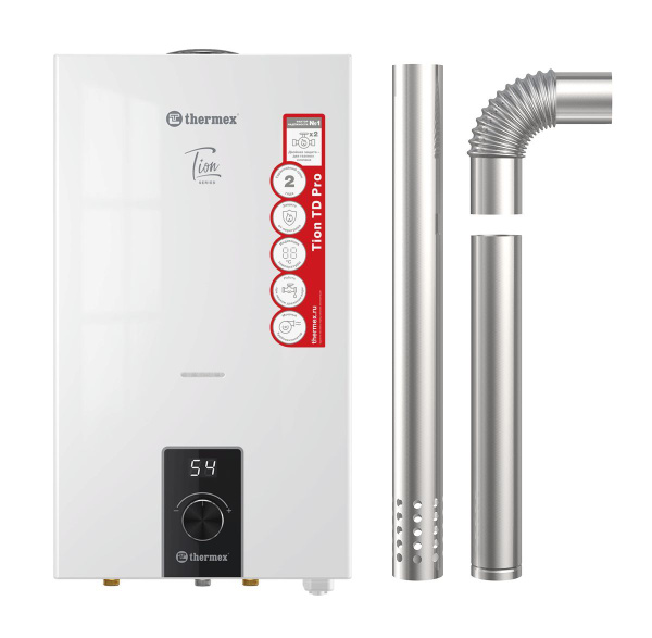 Газовая колонка THERMEX T 20 TD Pro,турбированная + труба в комплекте ...