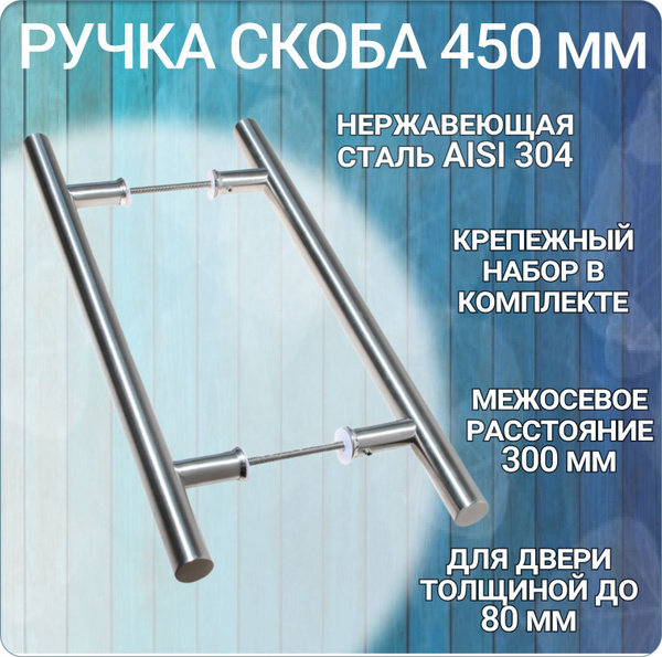 Ручка-скоба дверная для пластиковых, стеклянных, пвх, железных дверей ...