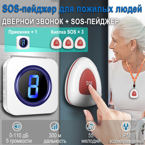 Кнопка экстренной помощи в одно касание, пейджер для пожилых людей ...