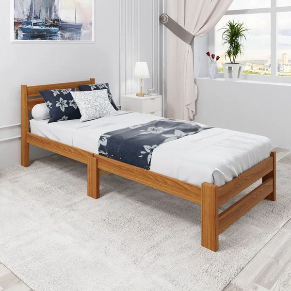 Односпальная кровать, без матраса деревянная из массива сосны разборная ...