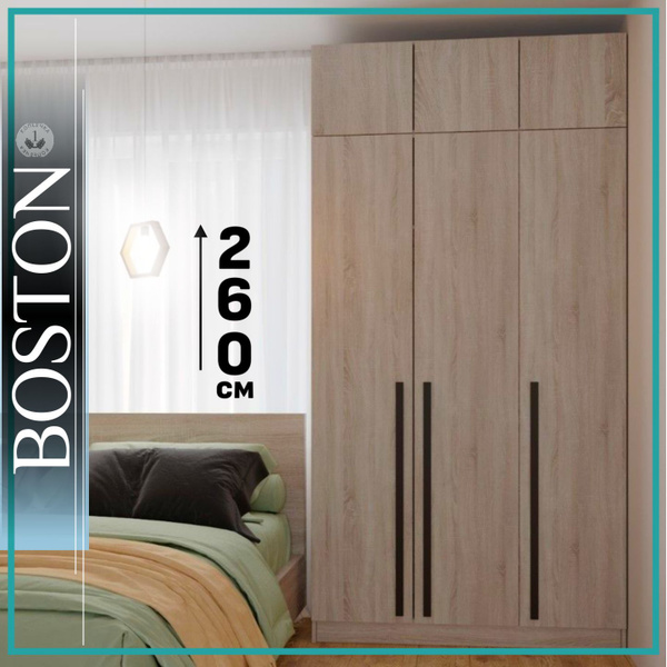 Шкаф распашной Копейка BOSTON с антресолью 1200*2600*500, графит ...