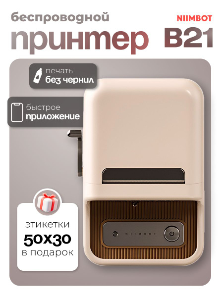 Мини принтер беспроводной для печати этикеток Niimbot B21S +термобумага ...