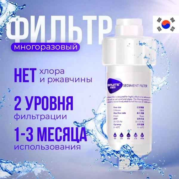 Фильтр для лейки душа Biruite S-cleaner от жесткой воды и хлора / от ...