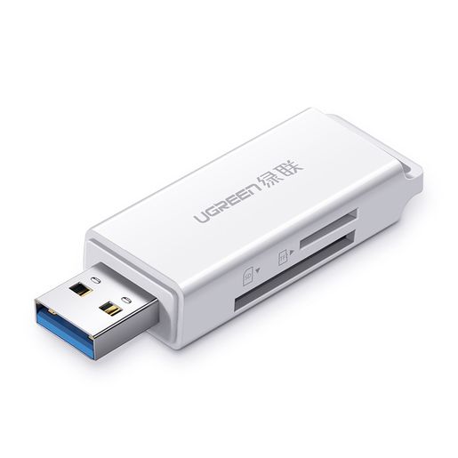 КартридерUGREENCM104(40753)USB3.0toTF+SDDualCardReader.Цвет:белый.