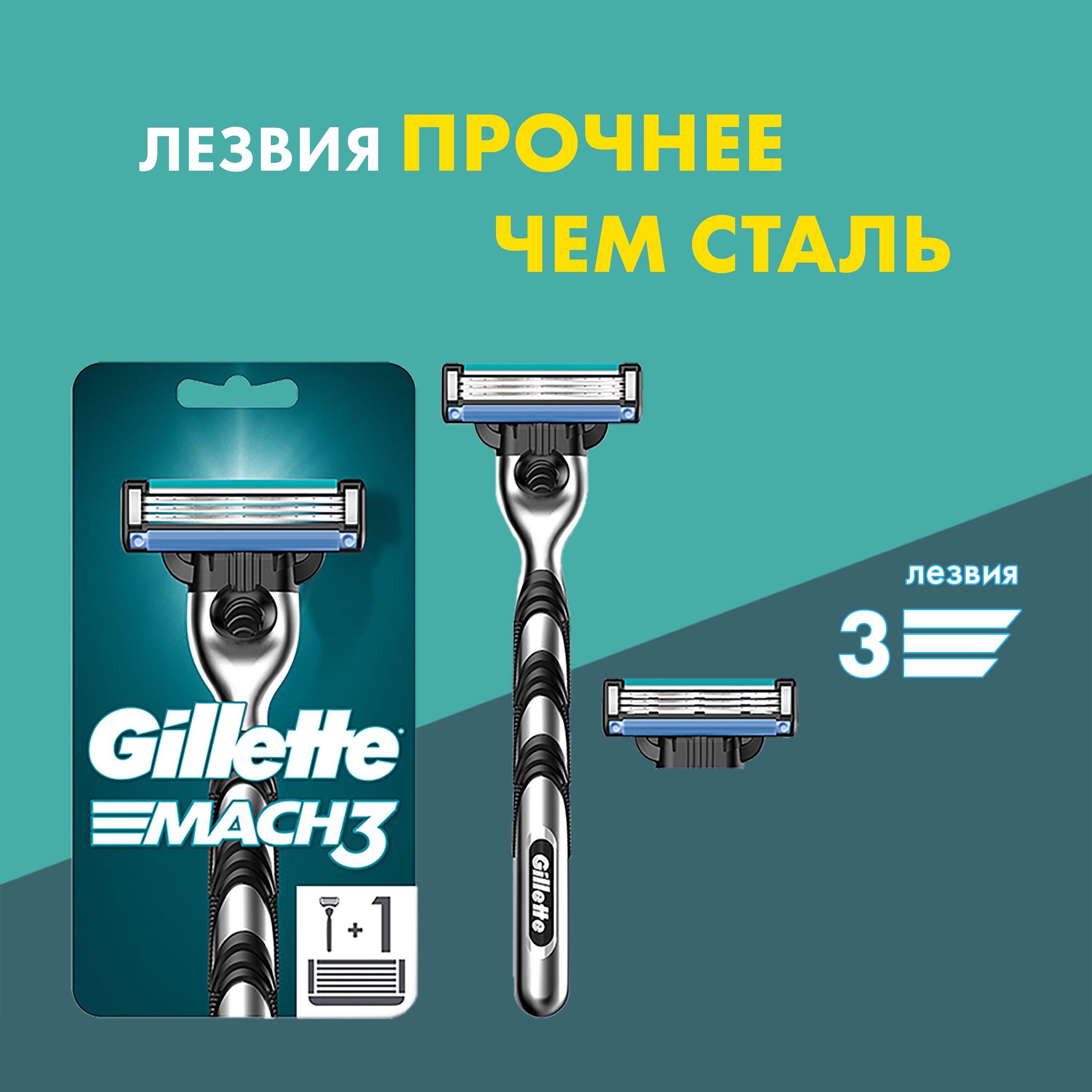 Бритвенный станок GIllette Mach3 с 2 сменными кассетами