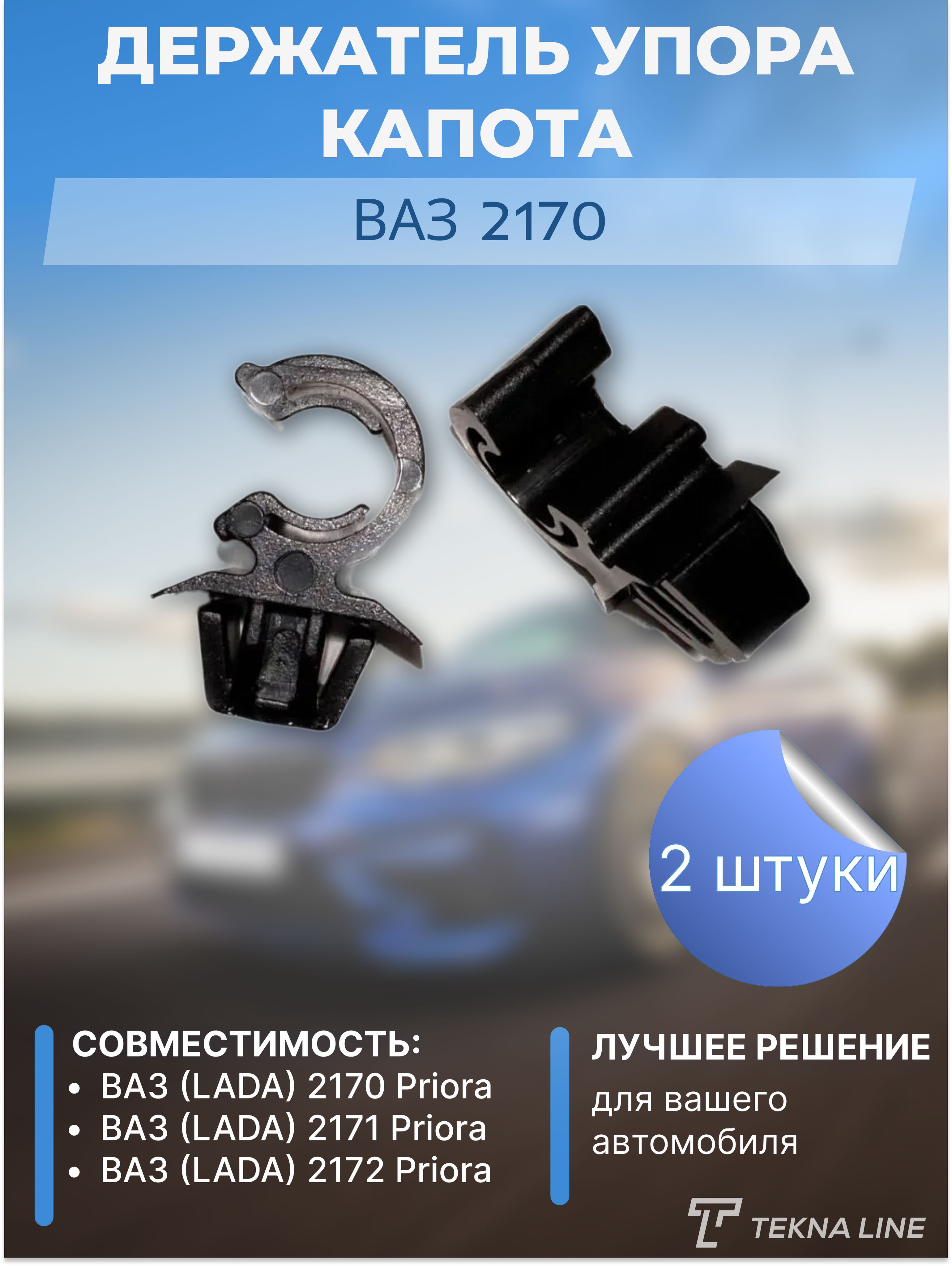 Держатель упора капота Лада Приора 2170-8407138, комплект 2 шт - TEKNA LINE  арт. 21708407138 - купить по выгодной цене в интернет-магазине OZON  (1072395699)