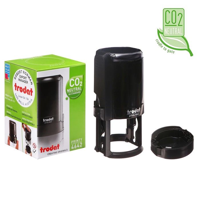 Оснастка для круглой печати автоматическая Trodat PRINTY 4642, диаметр 42 мм, с крышкой, корпус черный