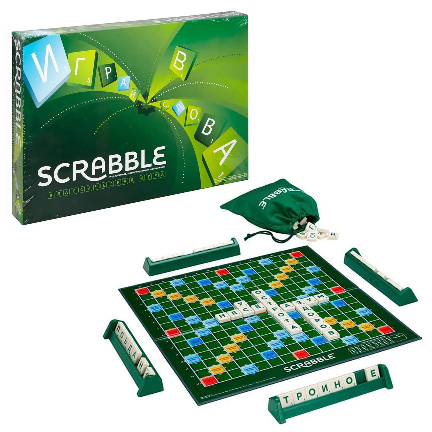 Игра настольная Mattel - Скрэббл (Scrabble) - Игра-кроссворд, на 2-4  человек, серия Mattel Games, возраст 10+, Y9618 - купить с доставкой по  выгодным ценам в интернет-магазине OZON (1492516936)