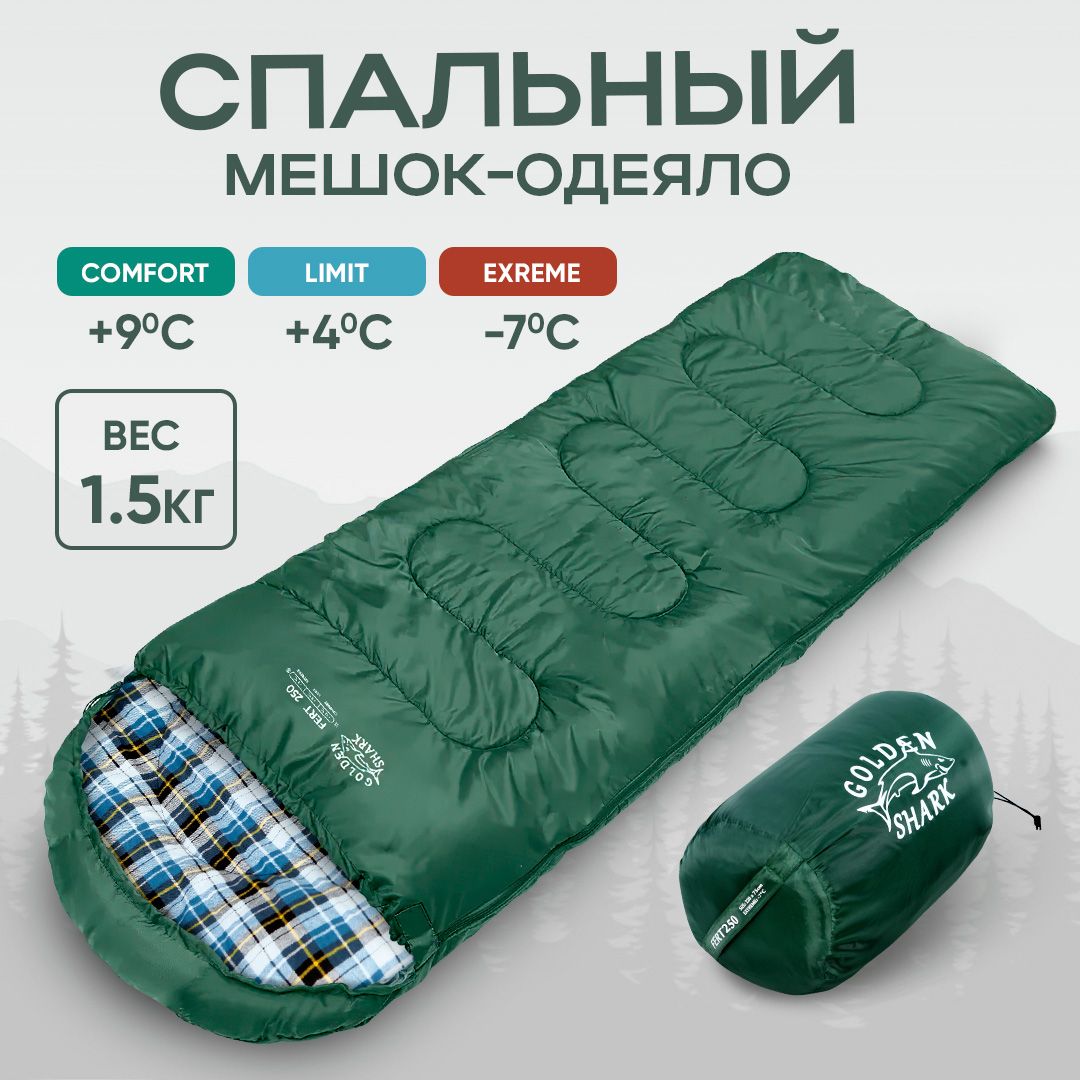 Спальный мешок туристический Golden Shark FERT 250 Flannel, левая молния