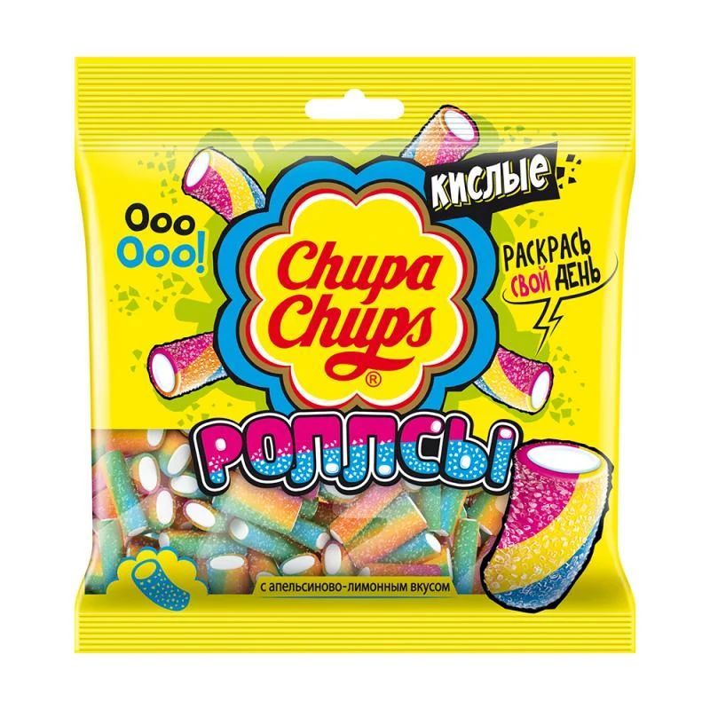 Мармелад "Роллсы", Chupa Chups, апельсин/лимон, 5х100 г