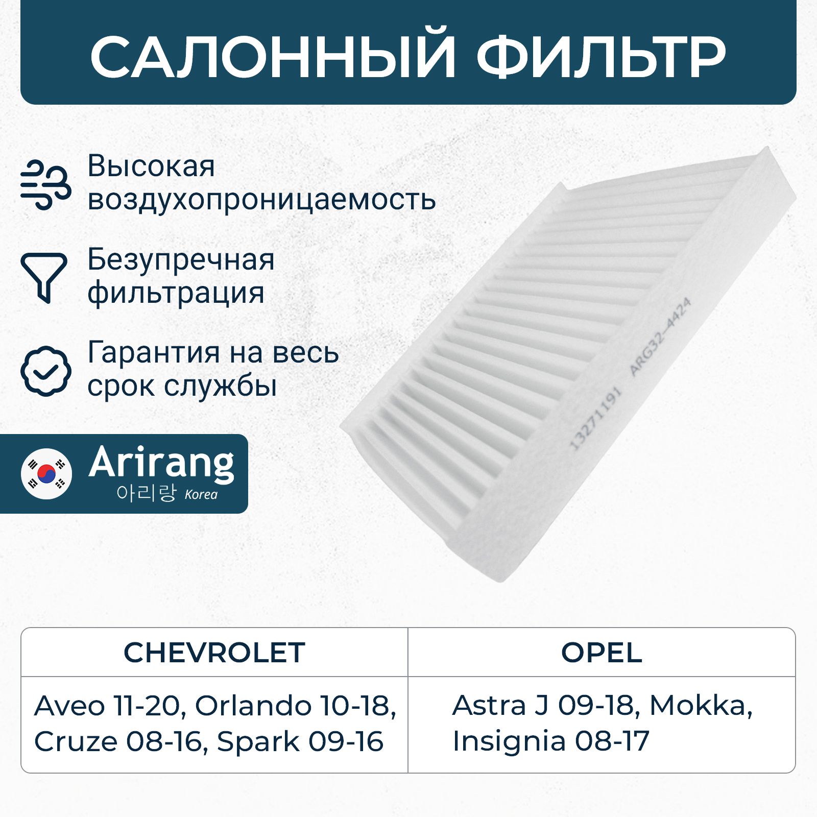 СалонныйфильтрдляChevroletCruzeAveot300OrlandoSpark3,OpelAstraJ,Insignia,Mokka/OEM13271191