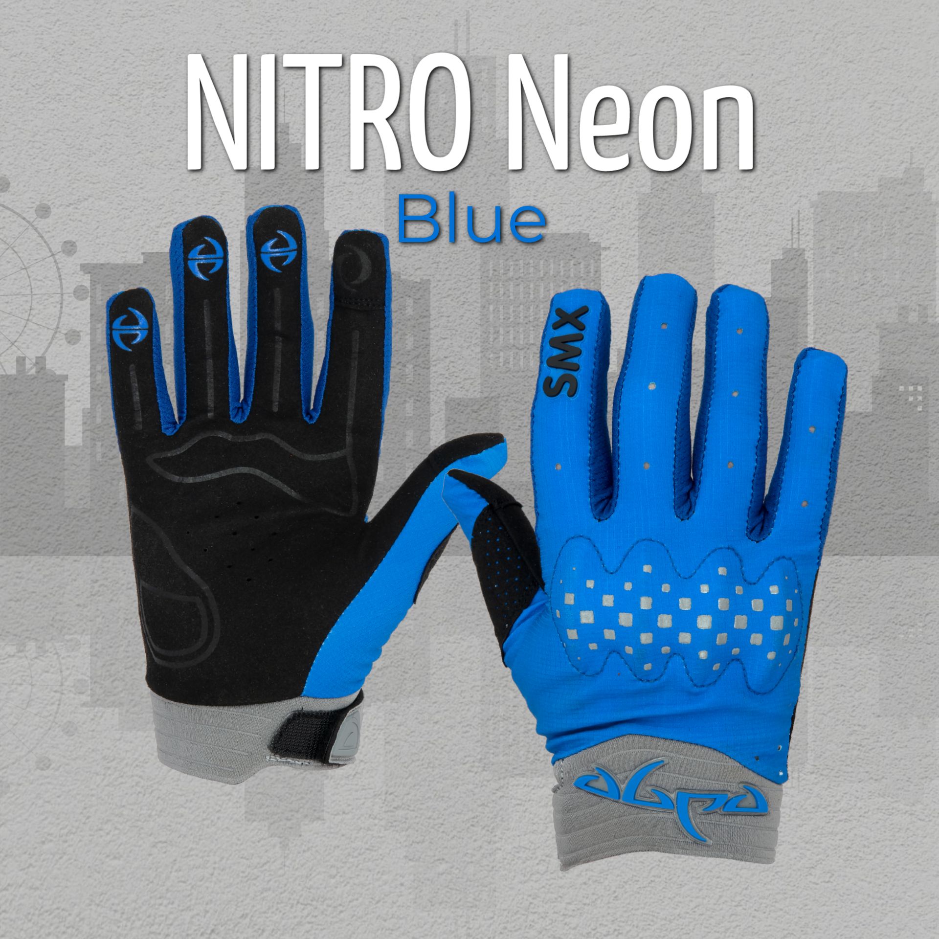 Мотоперчатки EDGE NITRO Neon Blue S