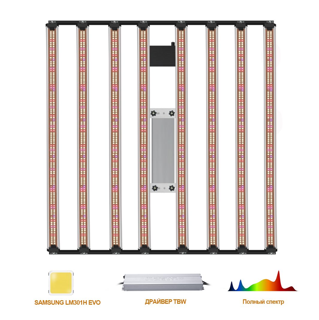 Фитолампа для растений полный спектр/1000 Вт LM301H EVO 8 баров / Диммируемый светильник для растений с таймером