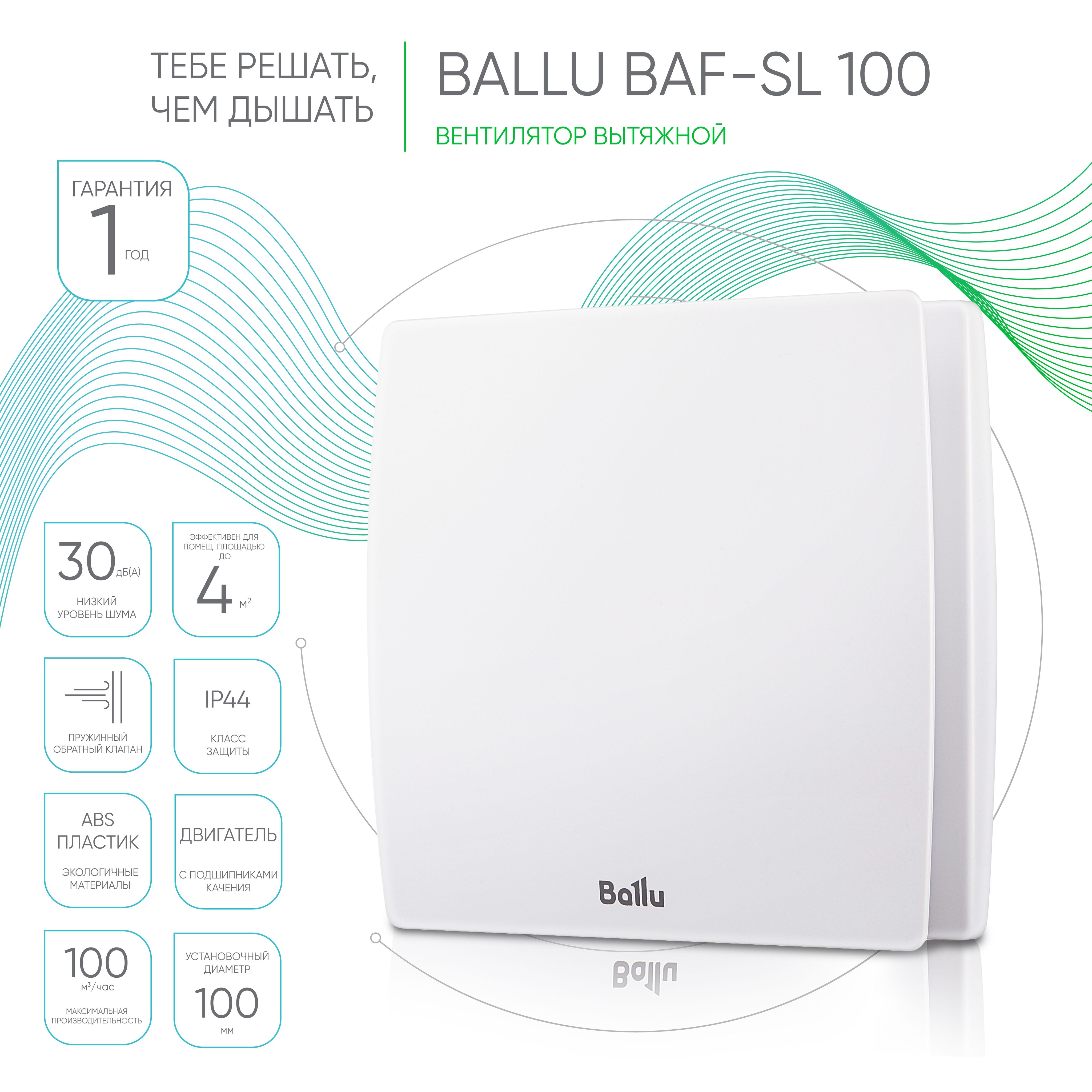 Вентилятор вытяжной Ballu BAF-SL 100