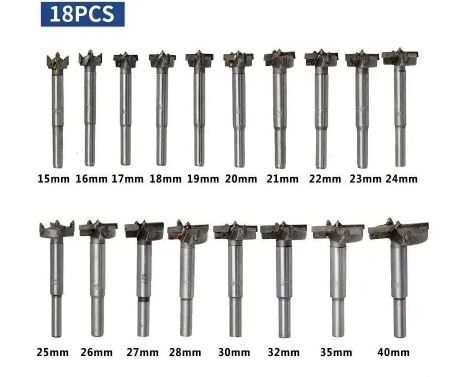 НаборсвёрлФорстнераскарбиднымивставками,легированнаясталь,(15-40мм,18предметов)