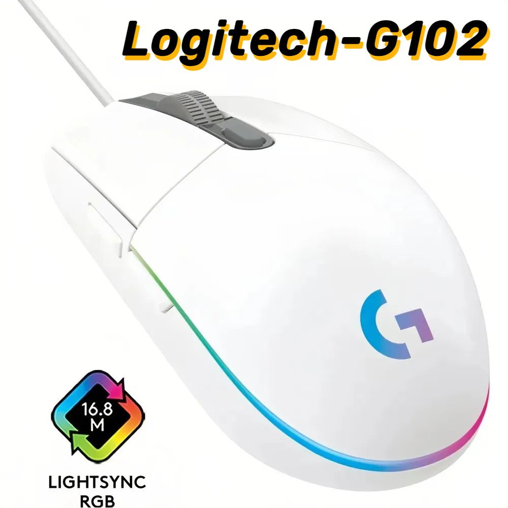 LogitechИгроваямышьпроводнаяLogitechG102,белый