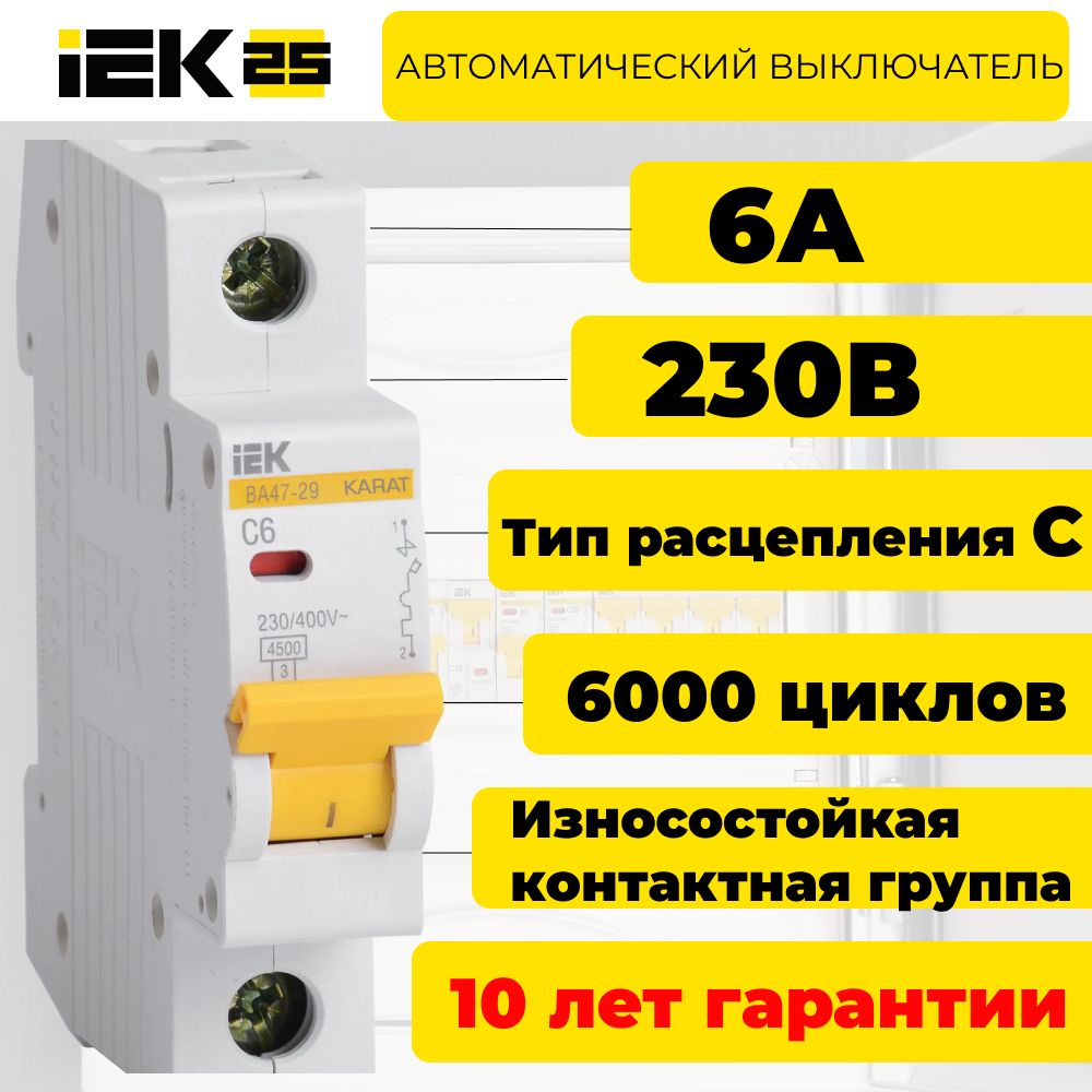 IEK Автоматический выключатель 6А 1