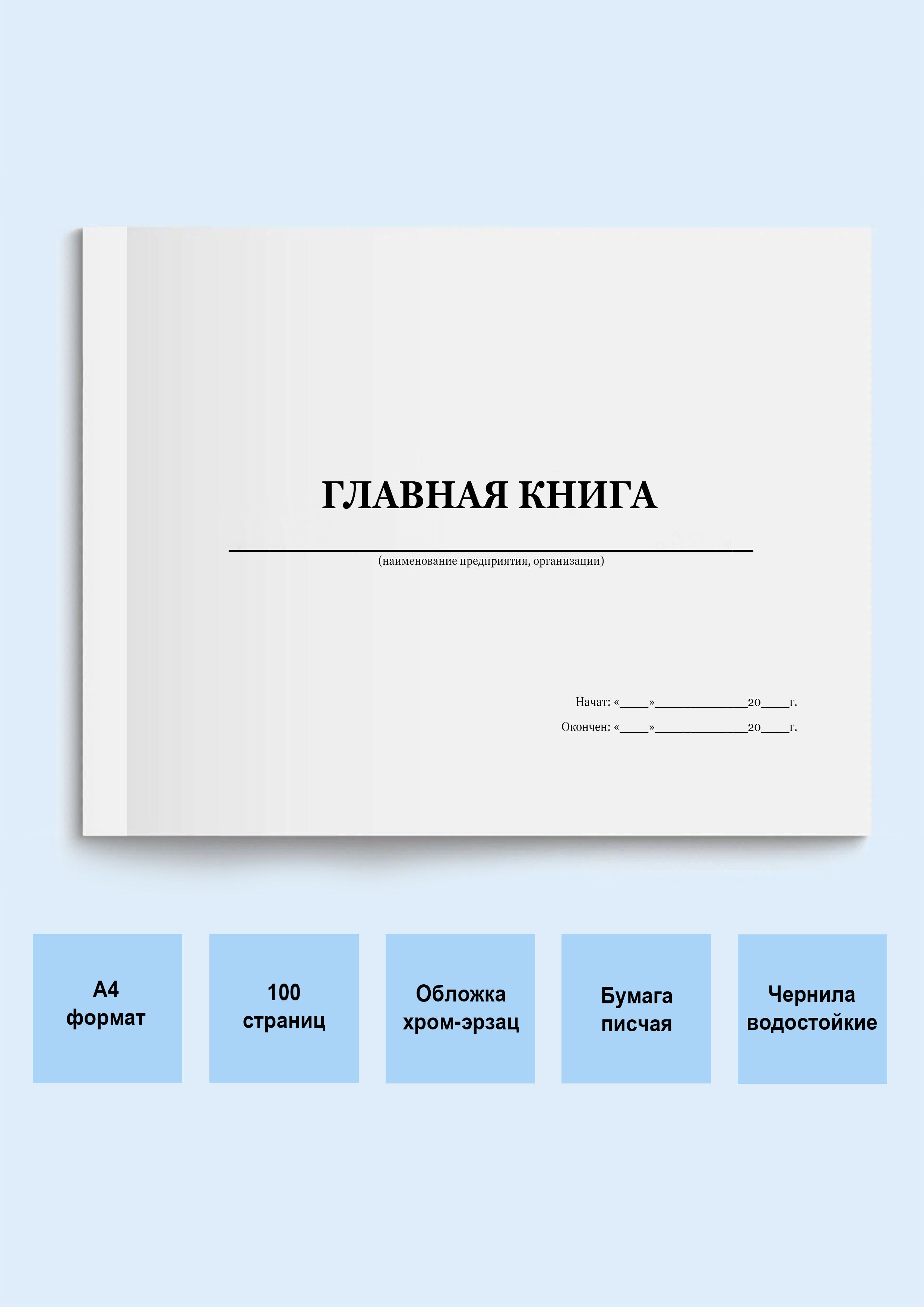  Книга учета A4 (21 × 29.7 см), листов: 100