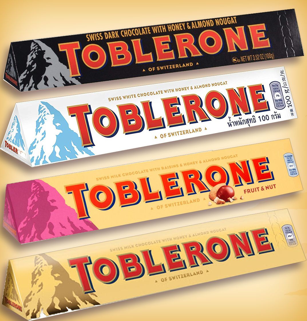 Шоколад Toblerone mix / Тоблерон набор 4 вкуса 100 г 4 шт (Швейцария)